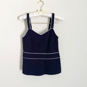 NWT Ann Taylor Navy Contrast Trim Sleeveless Top